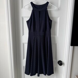 Sleeveless Navy Midi Halter Dress